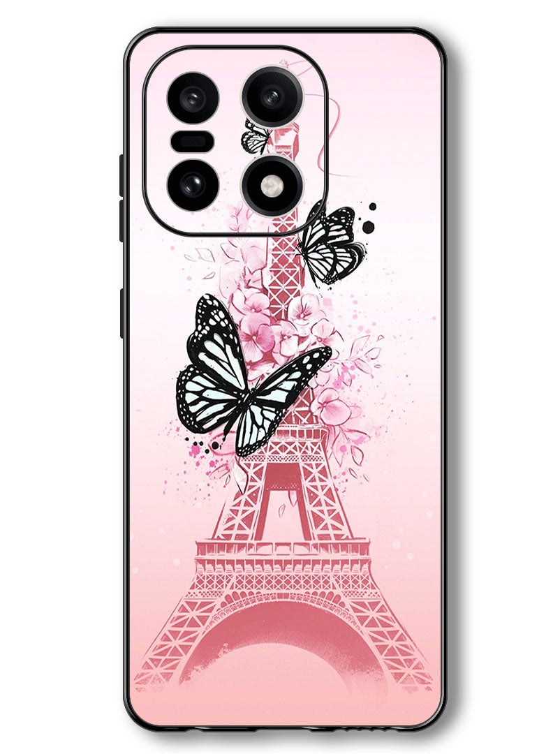 Theodor Case Compatible with OnePlus 15 6.78 Inch Protection Shockproof Bumper Cover Black Butterflies - Image 1